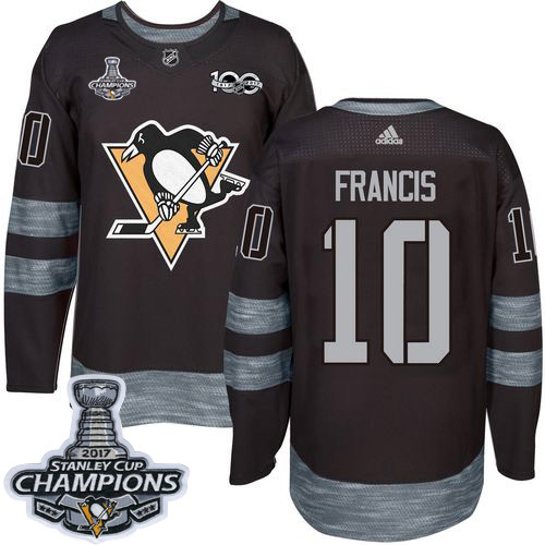 Adidas Penguins #10 Ron Francis Black 1917-100th Anniversary Stanley Cup Finals Champions Stitched NHL Jersey - Click Image to Close